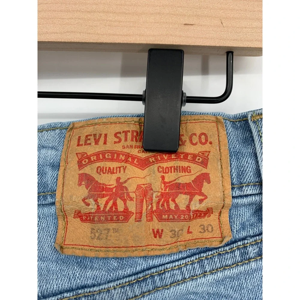 Levis 527 Jeans Mens 30x30 Blue Slim Bootcut Light Wash Fade Denim Pants